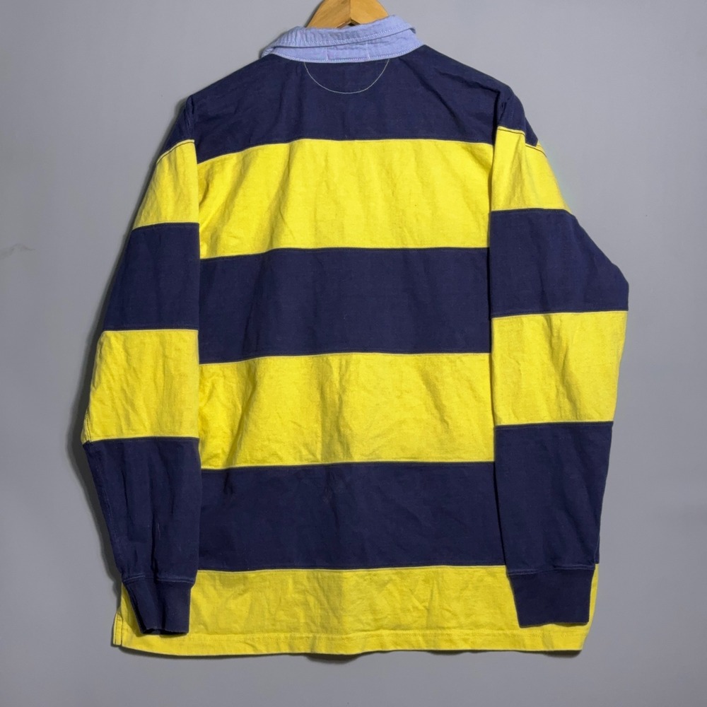 Vintage‎ Polo Ralph Lauren Striped Rugby Shirt Mens Size Large 90s Yellow - Picture 8 of 9